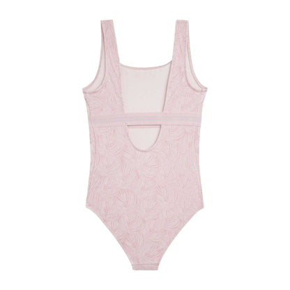 Palm Pink - Back - Tommy Hilfiger Girls Leaf Print One Piece Swimsuit