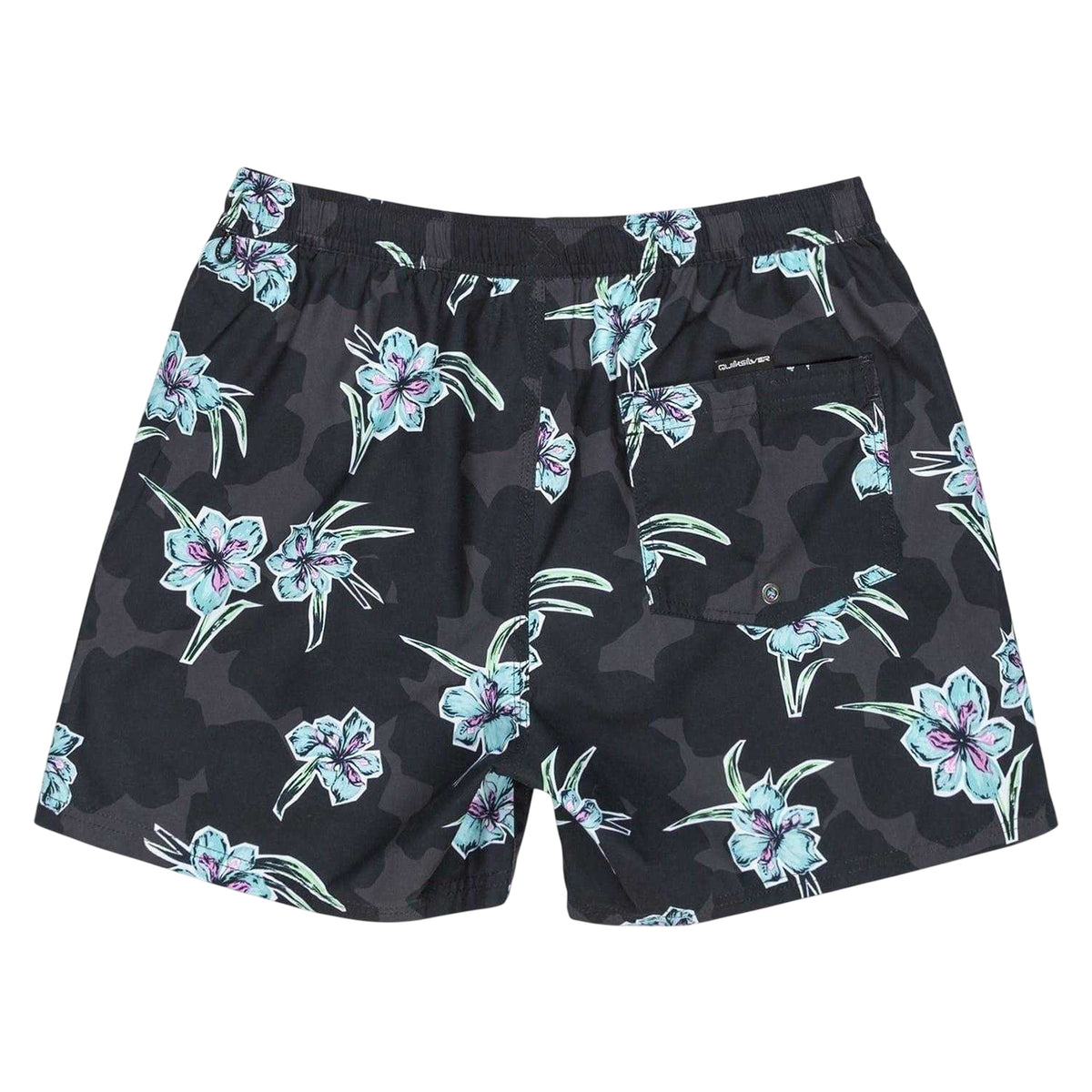 Black - Back - Quiksilver Mens Floral Pattern Swim Shorts