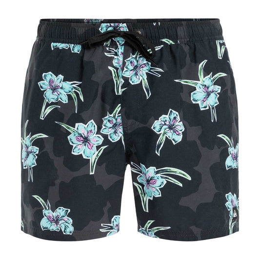 Black - Front - Quiksilver Mens Floral Pattern Swim Shorts