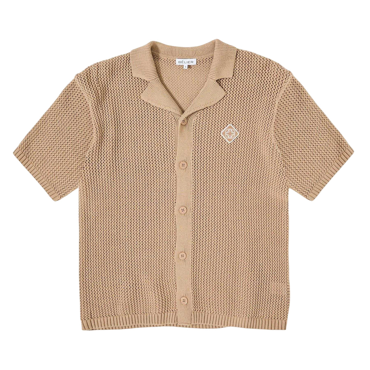Mocha - Front - Belier Mens Plain Short-Sleeved Shirt
