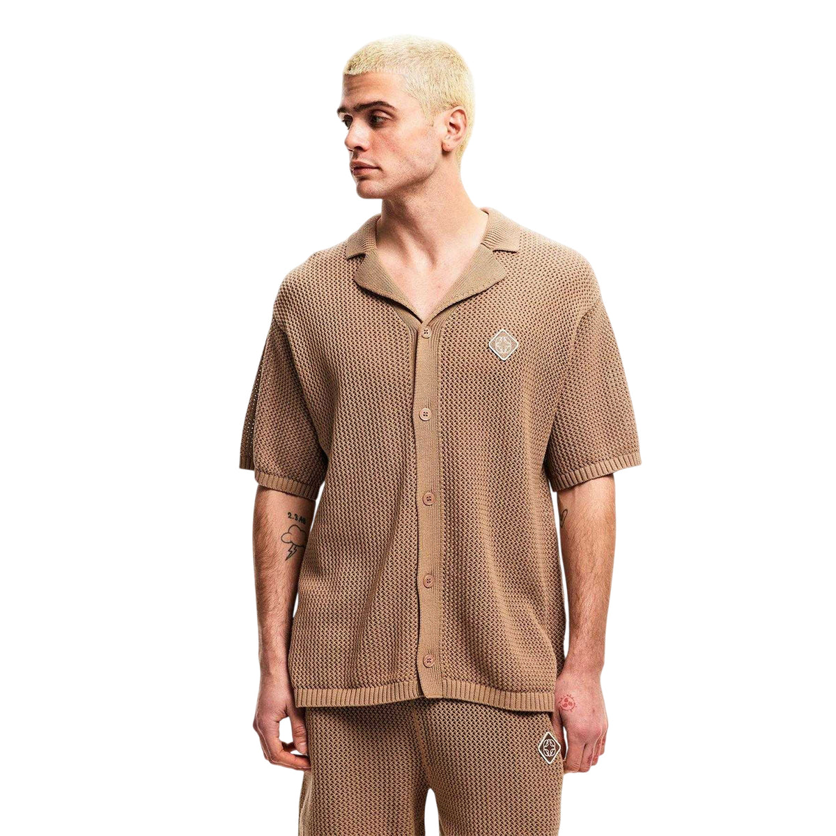 Mocha - Side - Belier Mens Plain Short-Sleeved Shirt