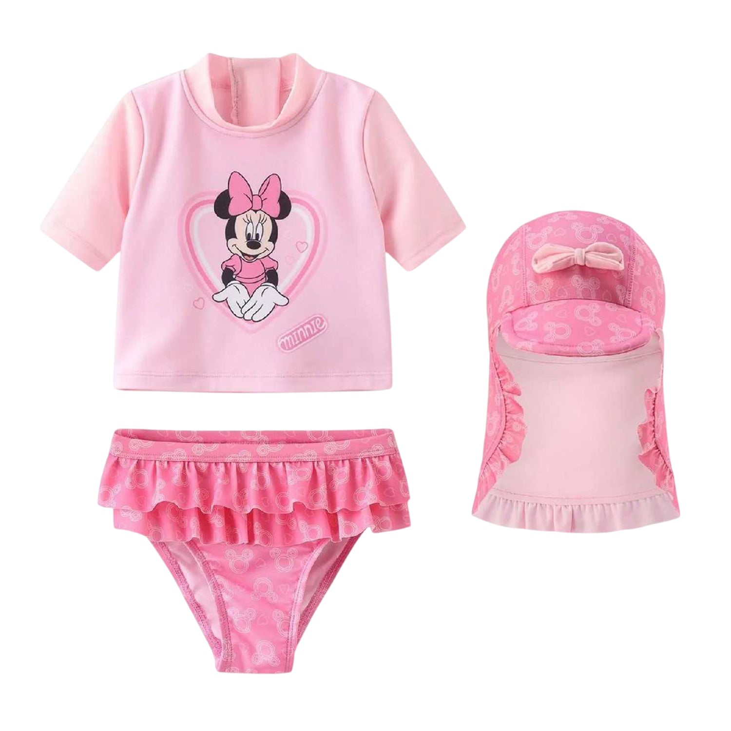 Pink - Front - Disney Baby Girls Minnie Mouse Face Swim Set (Pack of 3)
