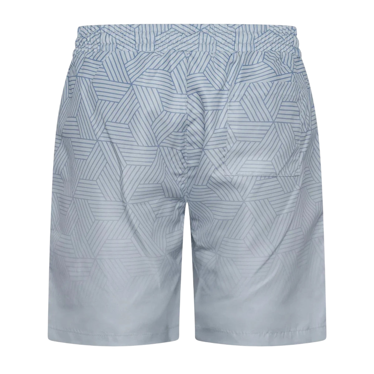 Denim Blue - Back - Crosshatch Mens Layotta Geometric Pattern Swim Shorts