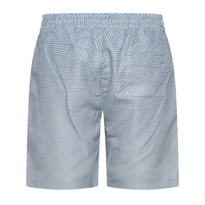 Denim Blue - Back - Crosshatch Mens Layotta Geometric Pattern Swim Shorts
