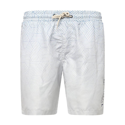 Light Stone - Front - Crosshatch Mens Layotta Geometric Pattern Swim Shorts
