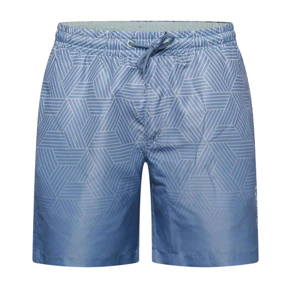 Navy - Front - Crosshatch Mens Layotta Geometric Pattern Swim Shorts