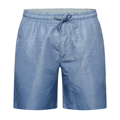 Navy - Front - Crosshatch Mens Layotta Geometric Pattern Swim Shorts