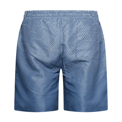 Navy - Back - Crosshatch Mens Layotta Geometric Pattern Swim Shorts