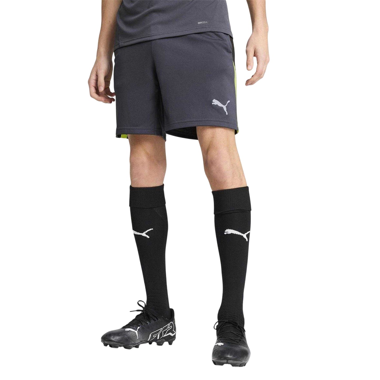 Grey-Yellow - Side - Puma Mens Individualliga Football Shorts
