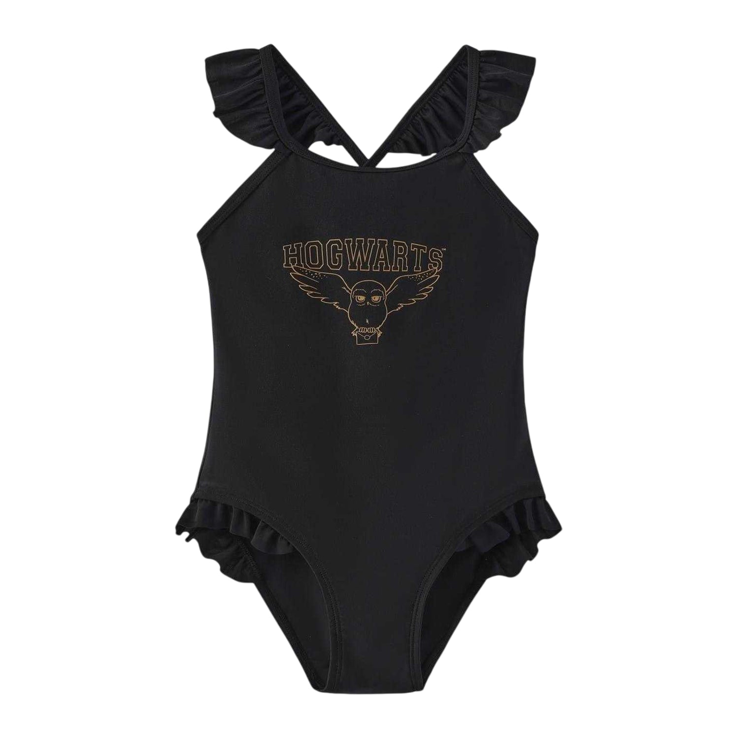 Black - Front - Harry Potter Girls Hogwarts One Piece Swimsuit