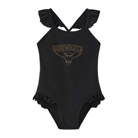 Black - Front - Harry Potter Girls Hogwarts One Piece Swimsuit