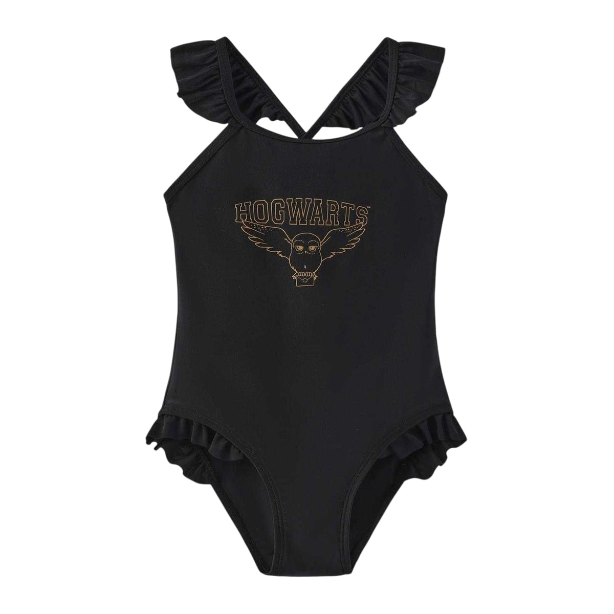 Black - Front - Harry Potter Girls Hogwarts One Piece Swimsuit