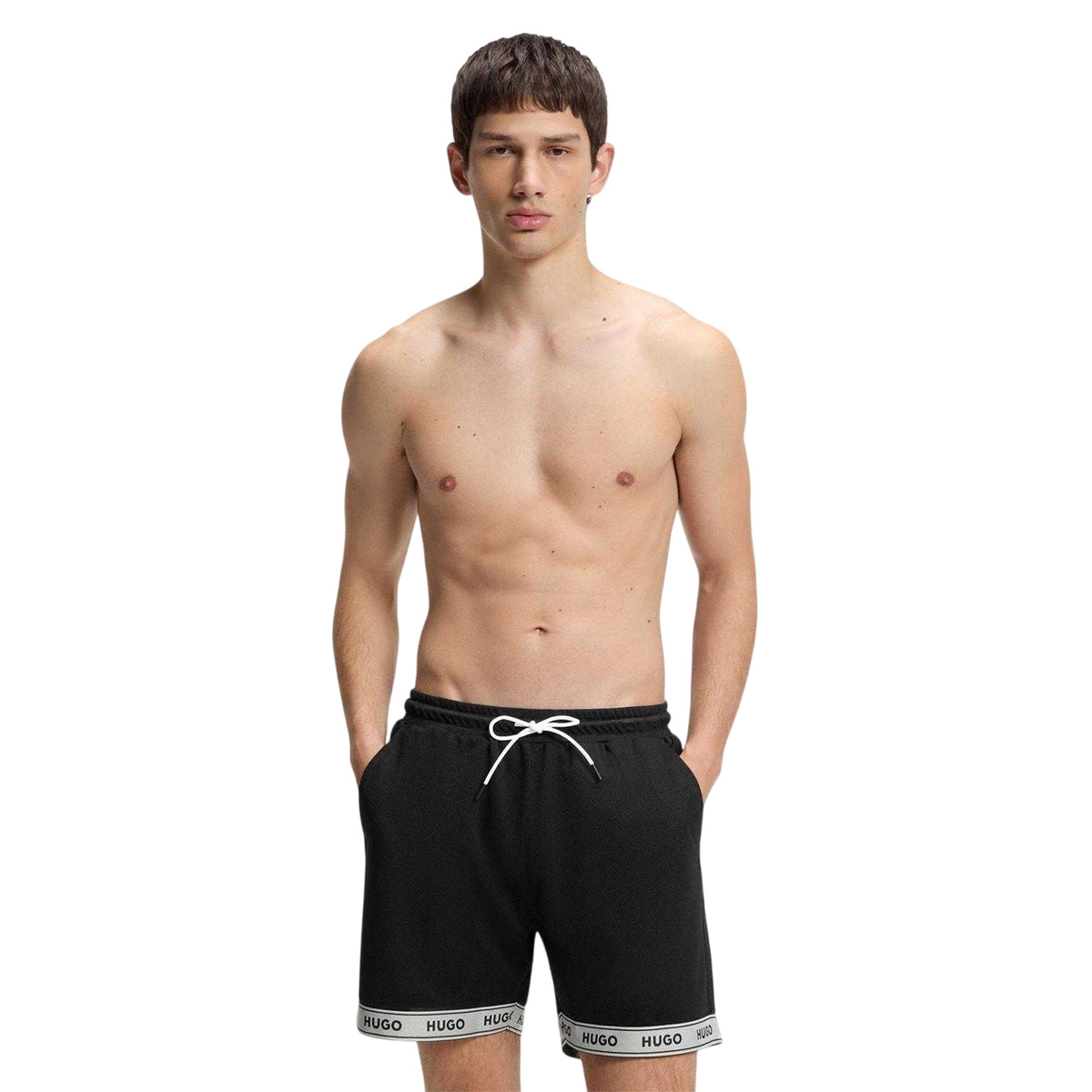 Black - Side - Hugo Mens Lite Logo Swim Shorts