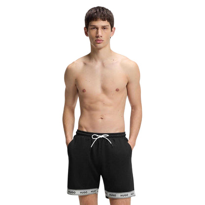 Black - Side - Hugo Mens Lite Logo Swim Shorts