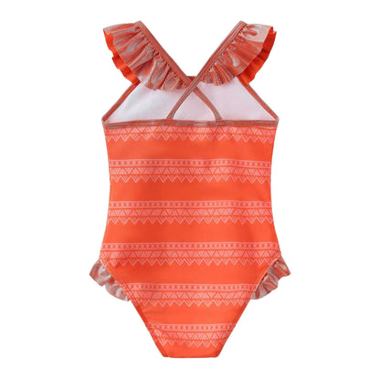 Red - Back - Moana Girls Tribal One Piece Swimsuit