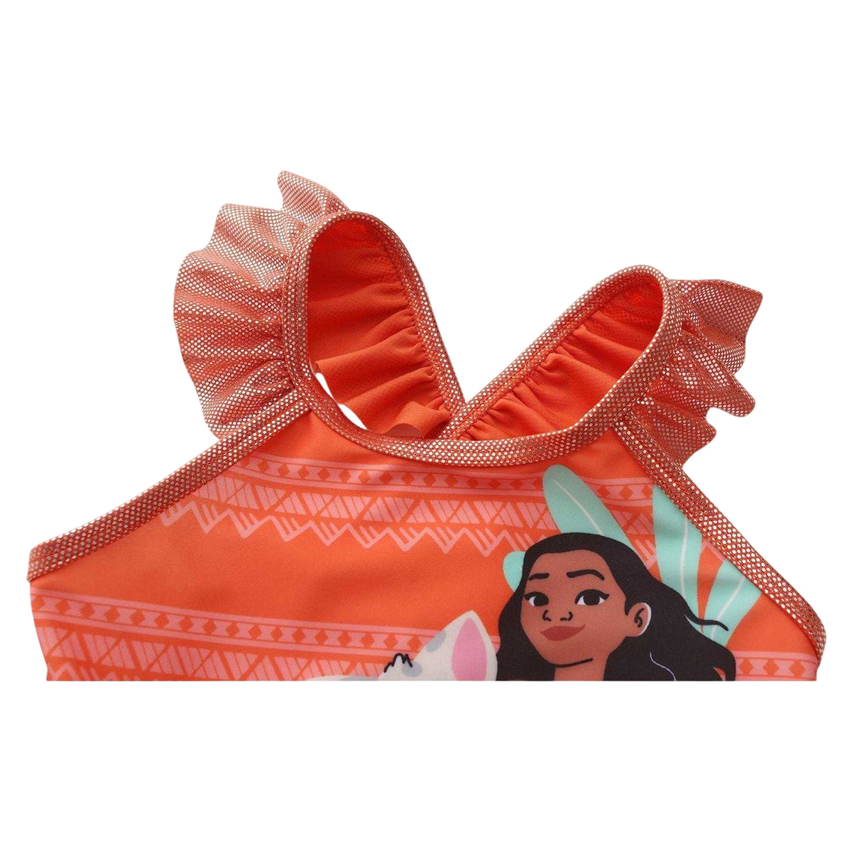 Red - Side - Moana Girls Tribal One Piece Swimsuit