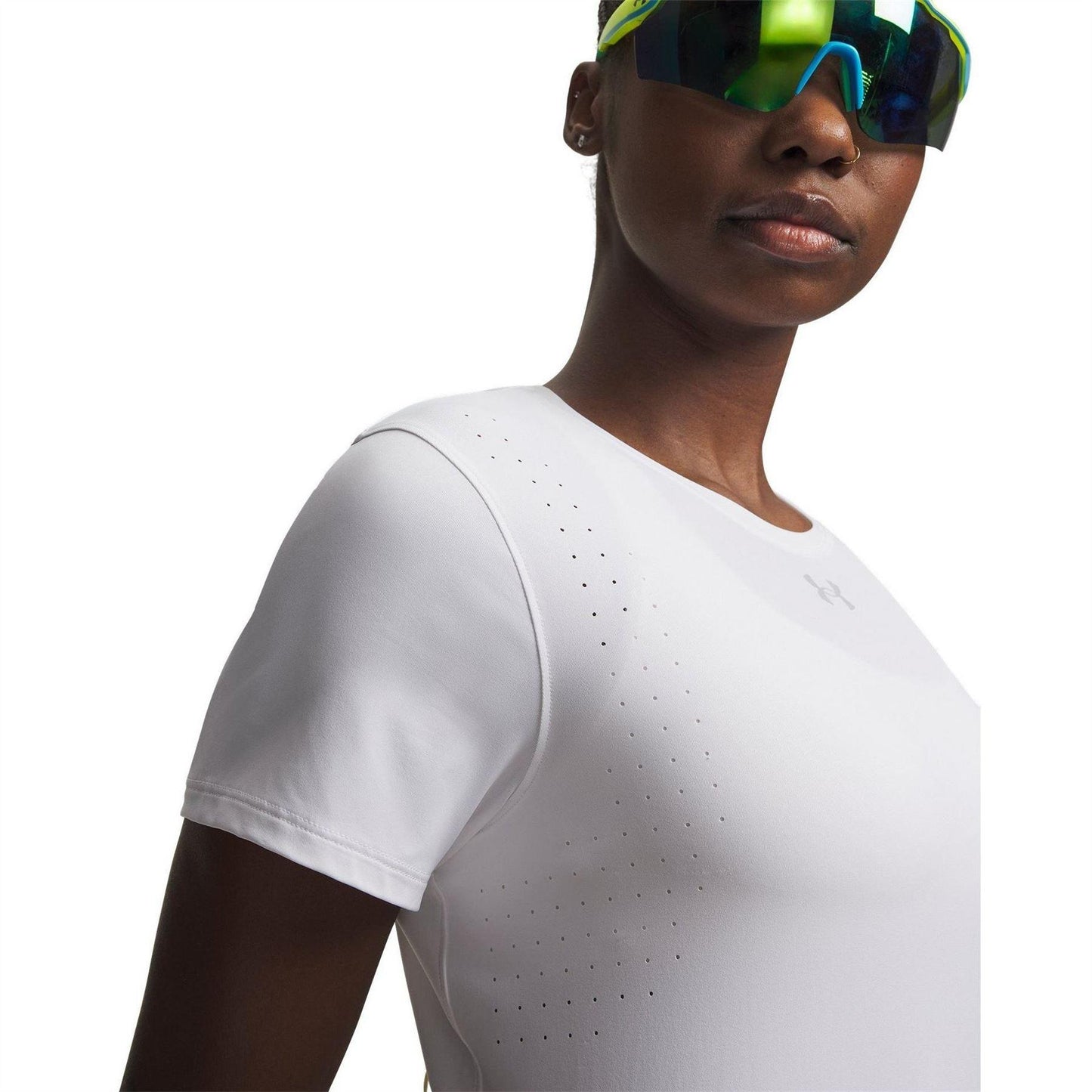 White - Side - Under Armour Womens-Ladies Velociti T-Shirt
