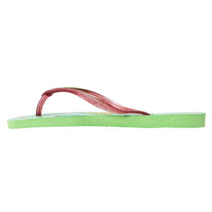Green-Multicoloured - Back - Little Mermaid Childrens-Kids Classic Ariel & Flounder Flip Flops