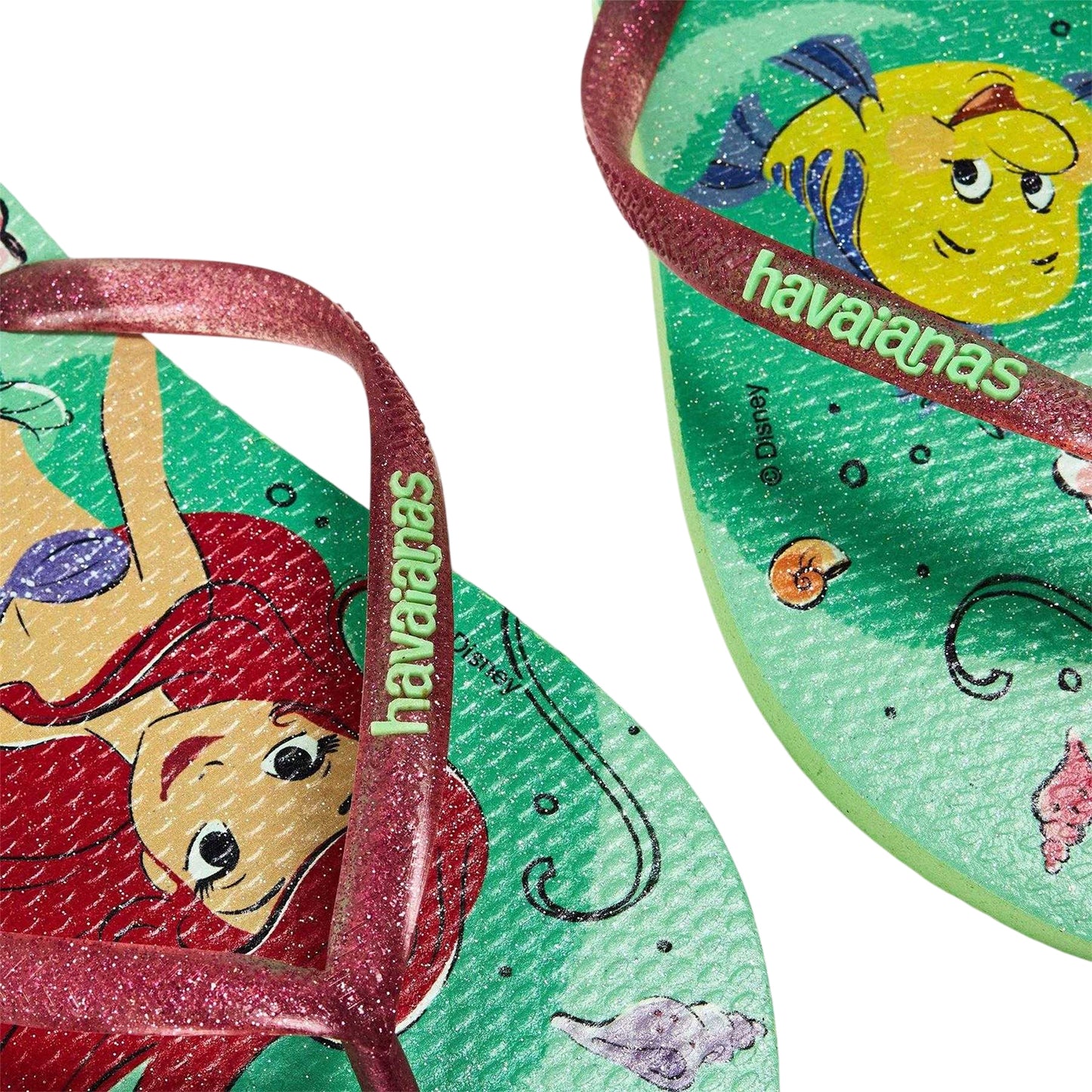 Green-Multicoloured - Lifestyle - Little Mermaid Childrens-Kids Classic Ariel & Flounder Flip Flops