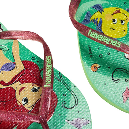 Green-Multicoloured - Lifestyle - Little Mermaid Childrens-Kids Classic Ariel & Flounder Flip Flops