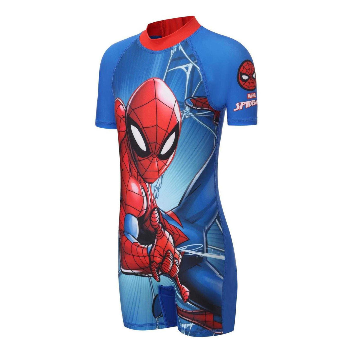 Red-Blue - Side - Spider-Man Childrens-Kids One Piece Swimsuit
