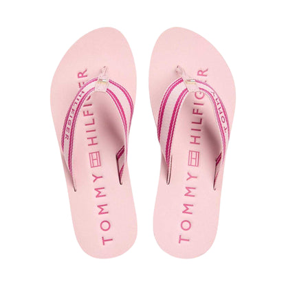 Pink - Side - Tommy Hilfiger Womens-Ladies Web Flat Flip Flops