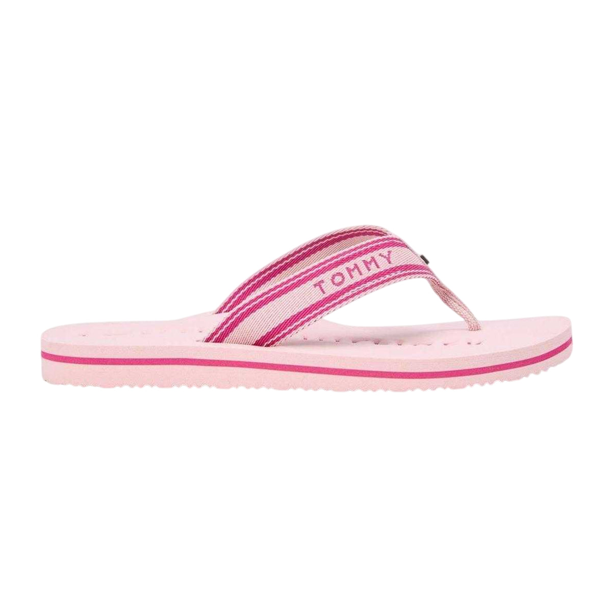 Pink - Front - Tommy Hilfiger Womens-Ladies Web Flat Flip Flops