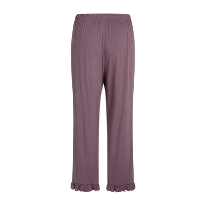 Purple - Back - CCDK Copenhagen Womens-Ladies Jasmin Plain Ruffle Hem Pyjama Bottoms