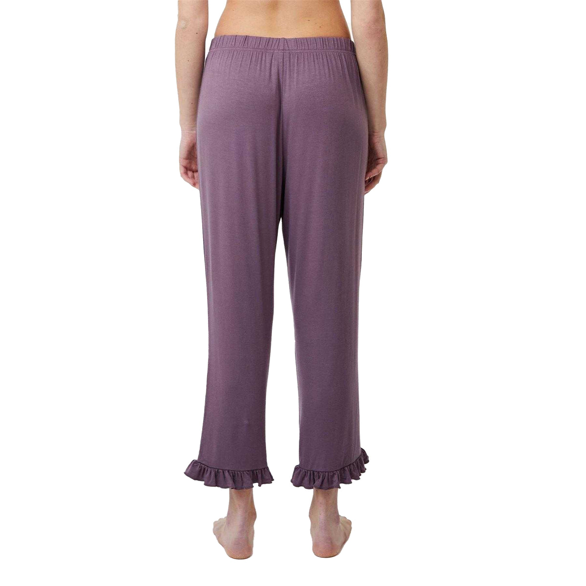 Purple - Pack Shot - CCDK Copenhagen Womens-Ladies Jasmin Plain Ruffle Hem Pyjama Bottoms