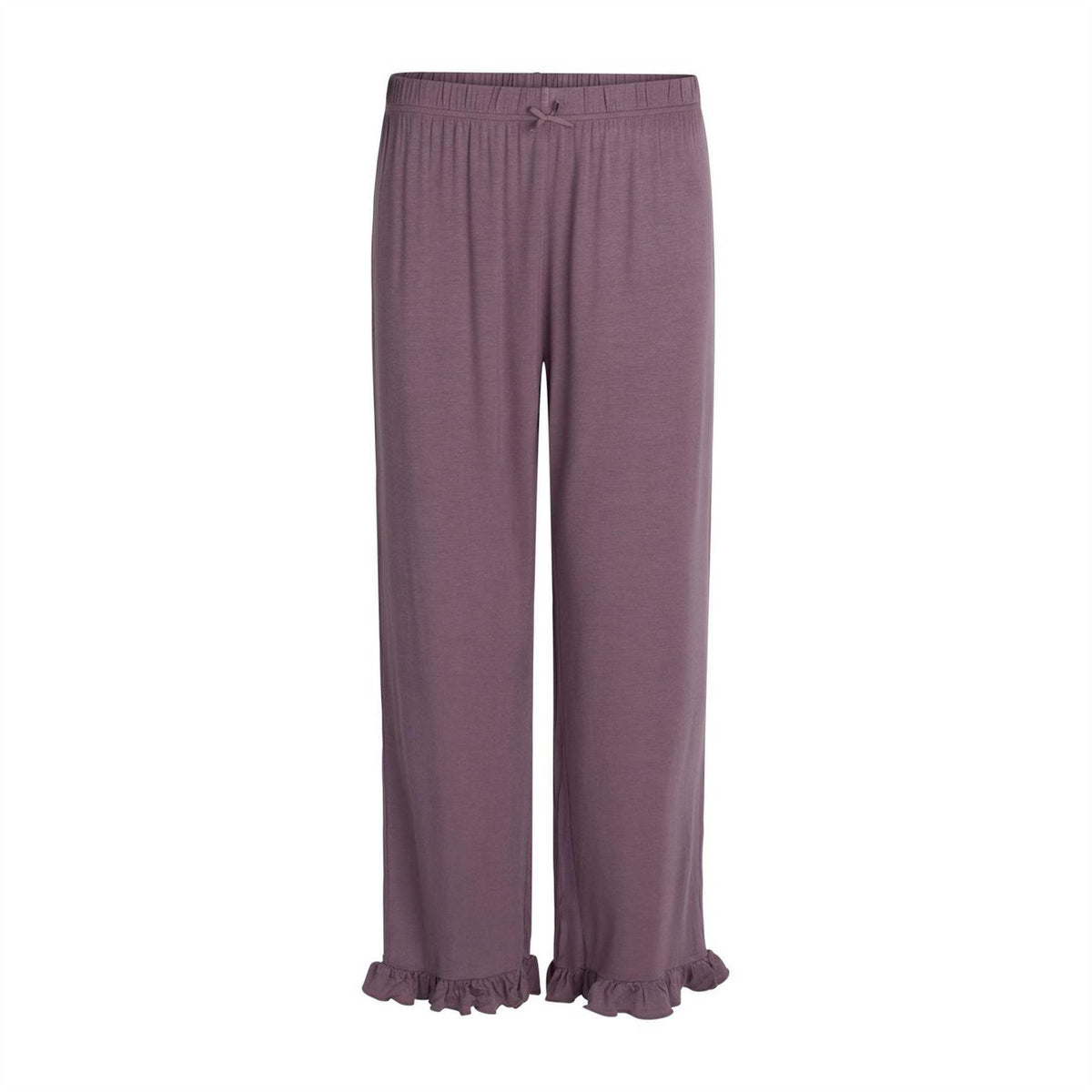 Purple - Front - CCDK Copenhagen Womens-Ladies Jasmin Plain Ruffle Hem Pyjama Bottoms