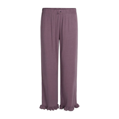 Purple - Front - CCDK Copenhagen Womens-Ladies Jasmin Plain Ruffle Hem Pyjama Bottoms