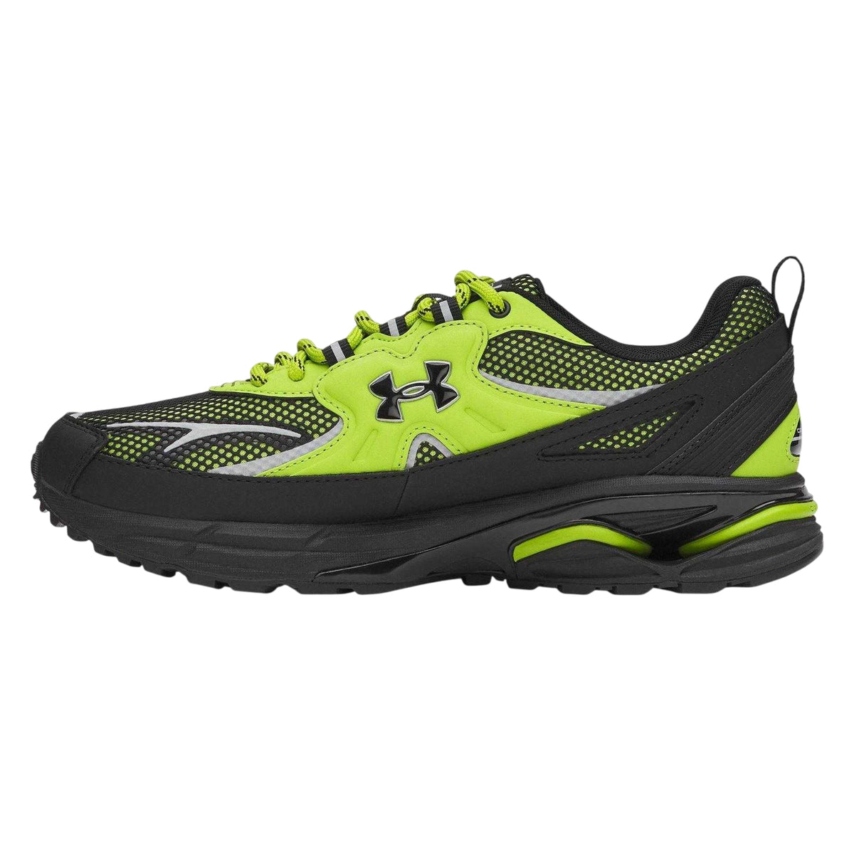 Green - Back - Under Armour Womens-Ladies Apparition Tech Logo Leather Trainers