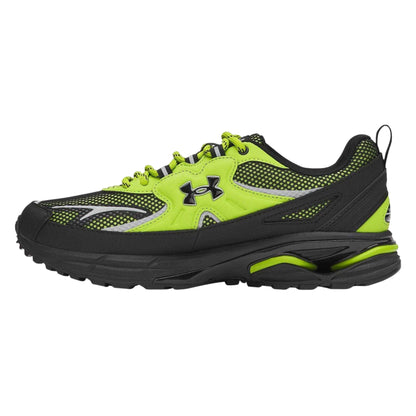 Green - Back - Under Armour Womens-Ladies Apparition Tech Logo Leather Trainers