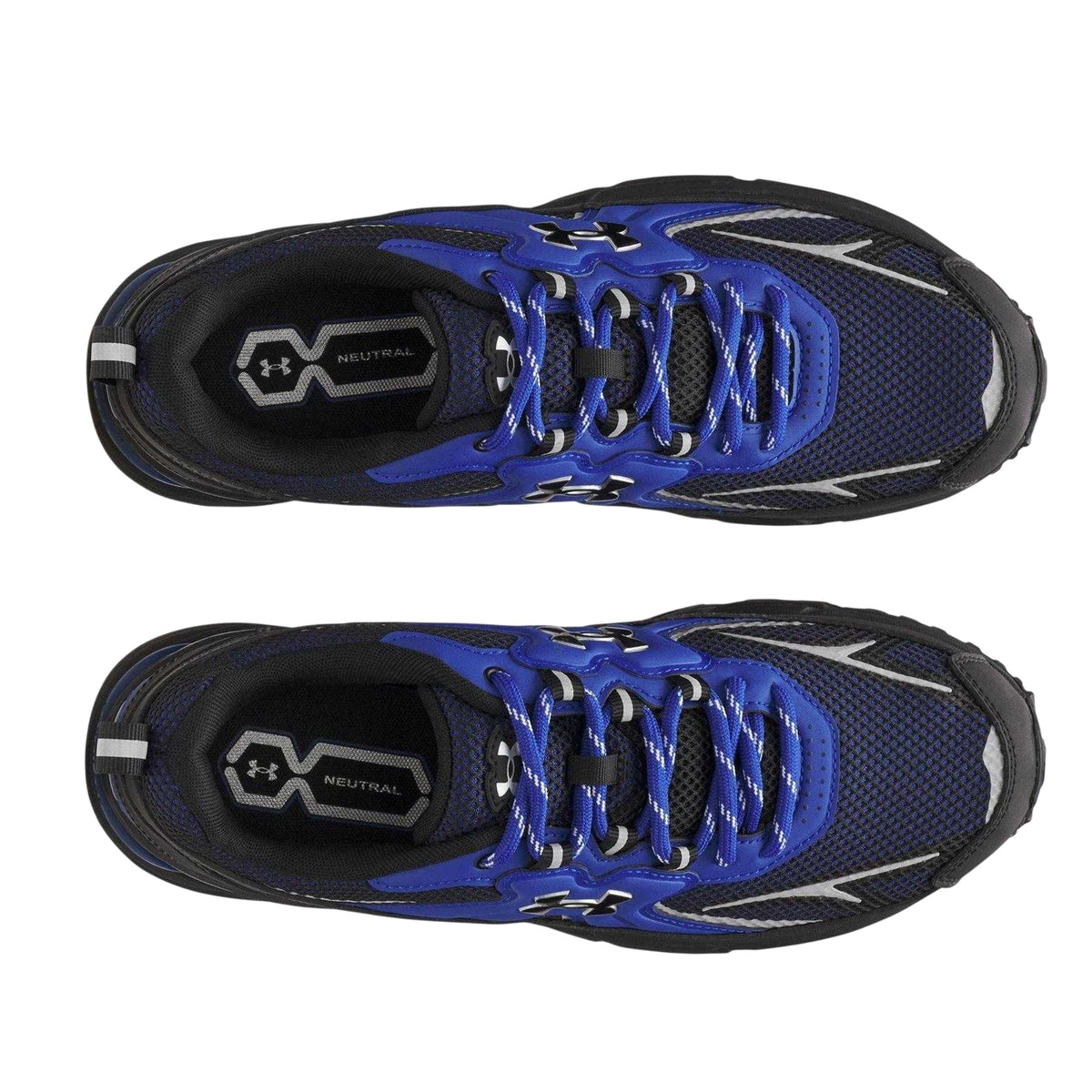 Blue - Side - Under Armour Womens-Ladies Apparition Tech Logo Leather Trainers