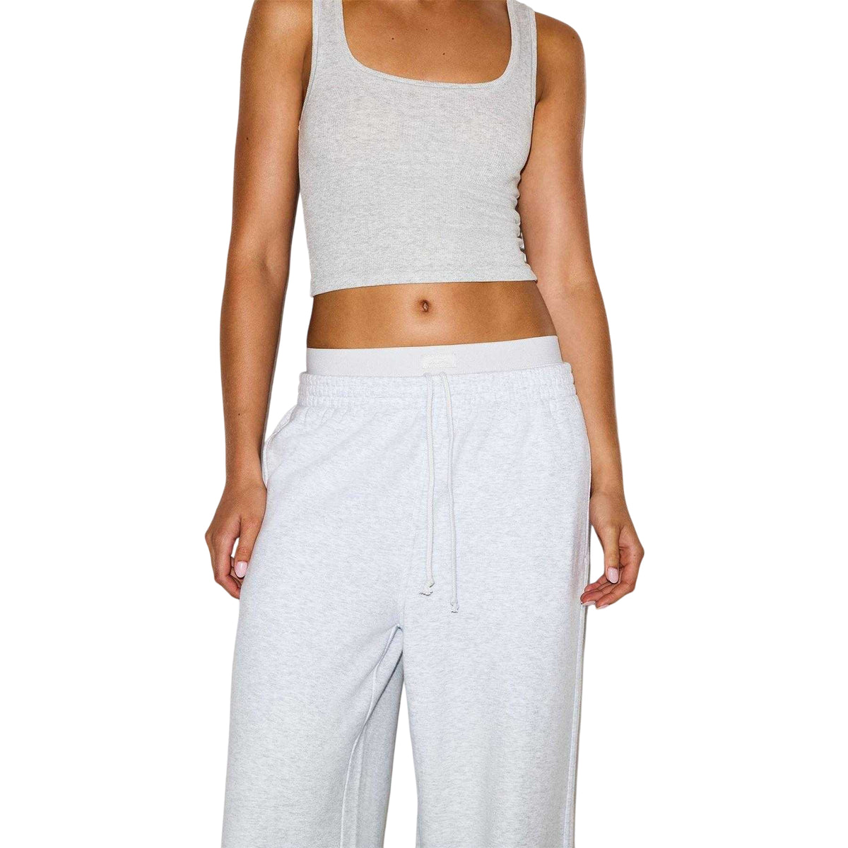 Light Heather Grey - Side - Skims Womens-Ladies Cotton Fleece Sweatpants