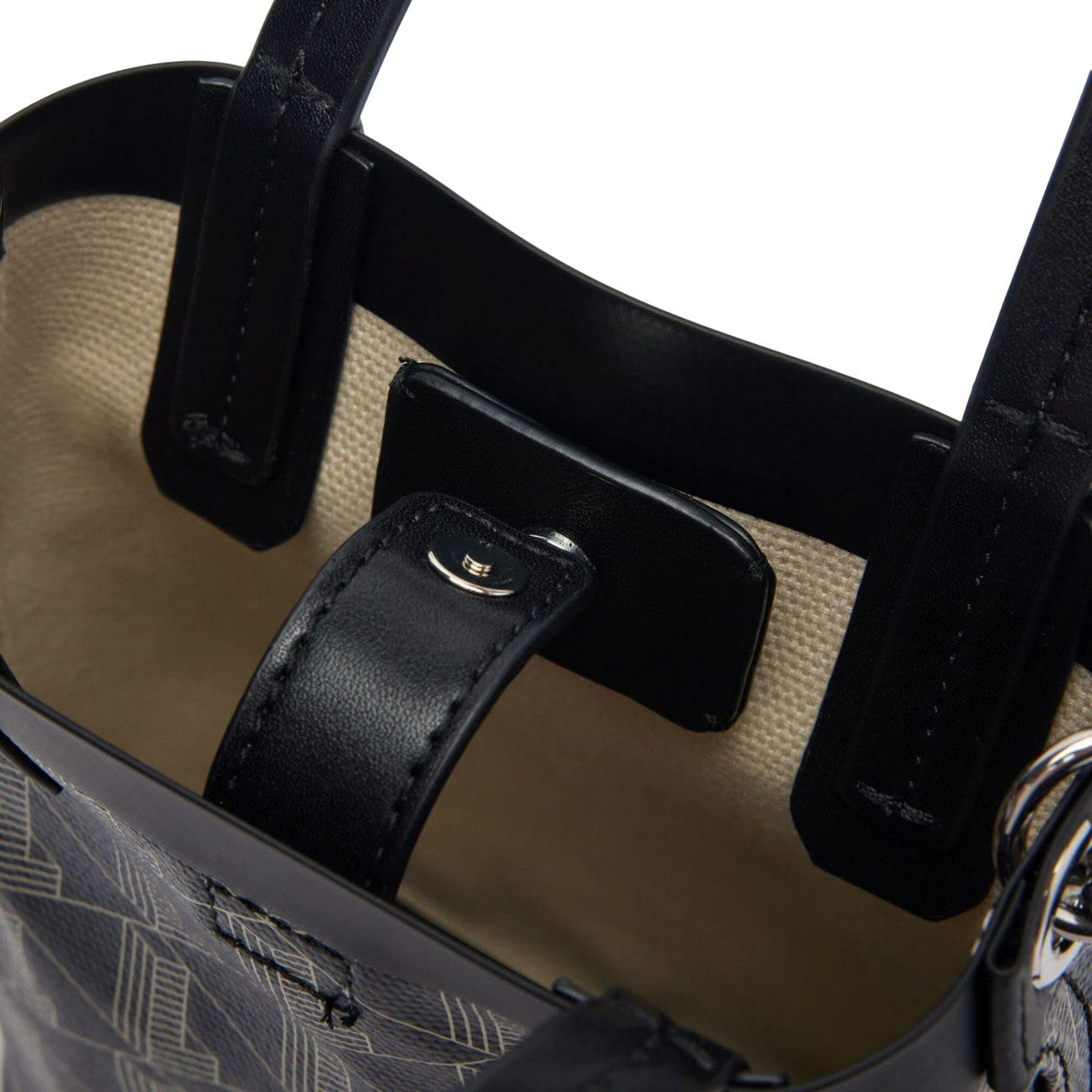 Black-Beige - Side - Lacoste Zely Mini Integral Pouch Tote Bag