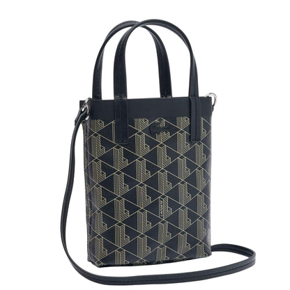 Black-Beige - Front - Lacoste Zely Mini Integral Pouch Tote Bag