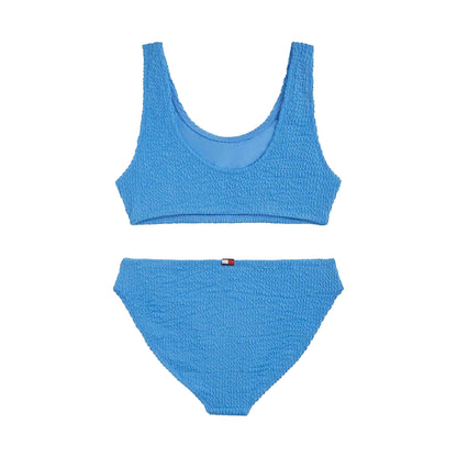 Blue - Back - Tommy Hilfiger Girls Textured Bikini Set