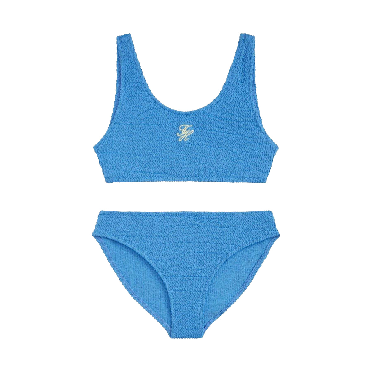 Blue - Front - Tommy Hilfiger Girls Textured Bikini Set