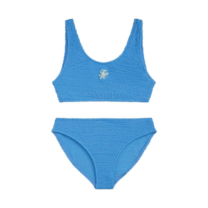 Blue - Front - Tommy Hilfiger Girls Textured Bikini Set