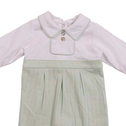 White-Pistachio - Side - Mintini Baby Contrast Cotton Babygrow
