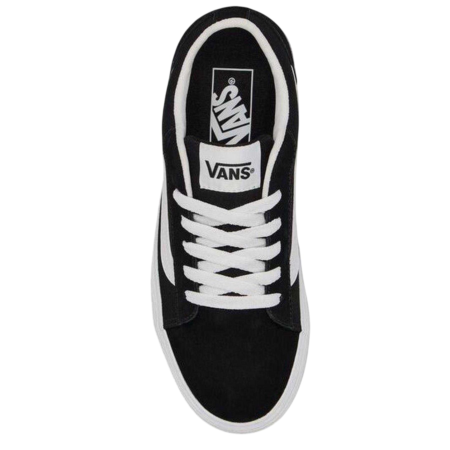 Black-White - Side - Vans Womens-Ladies Vero Side Stripe Canvas Trainers