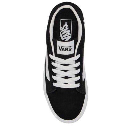Black-White - Side - Vans Womens-Ladies Vero Side Stripe Canvas Trainers