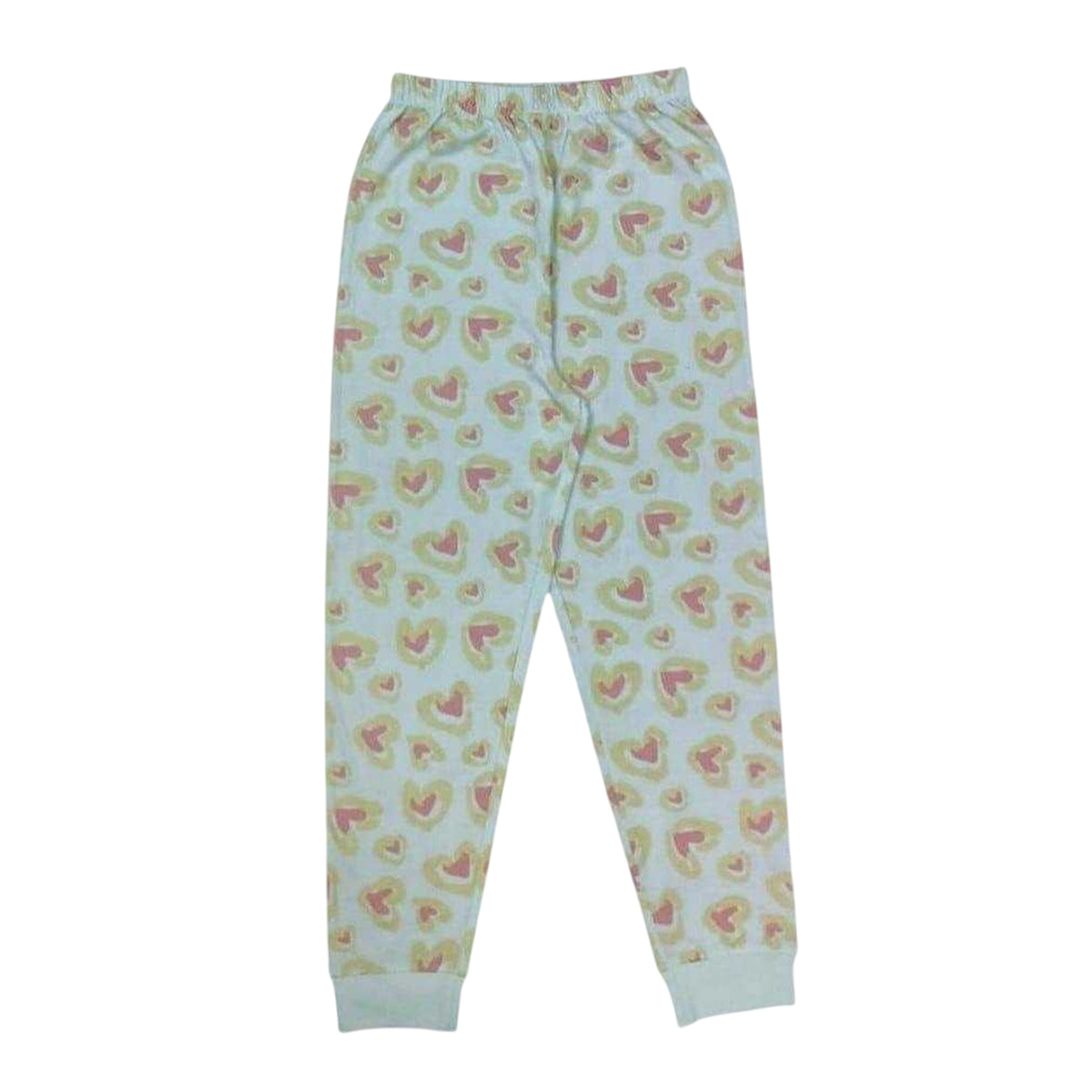 Green - Back - Star Childrens-Kids Hearts Pyjama Set