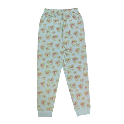 Green - Back - Star Childrens-Kids Hearts Pyjama Set