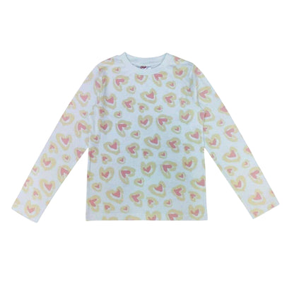 Green - Side - Star Childrens-Kids Hearts Pyjama Set