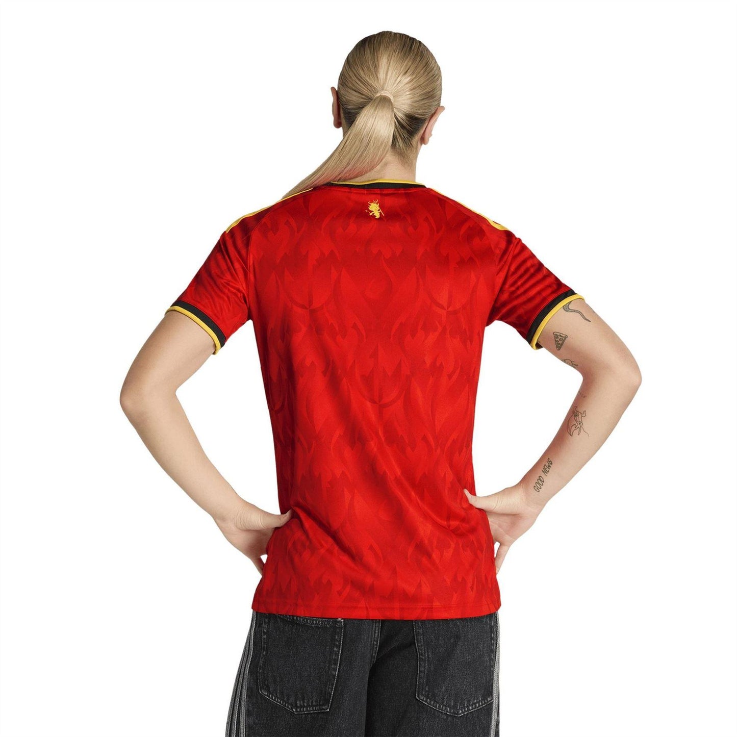 Red-Gold - Pack Shot - Adidas Womens-Ladies World Cup Belgium Home Shirt