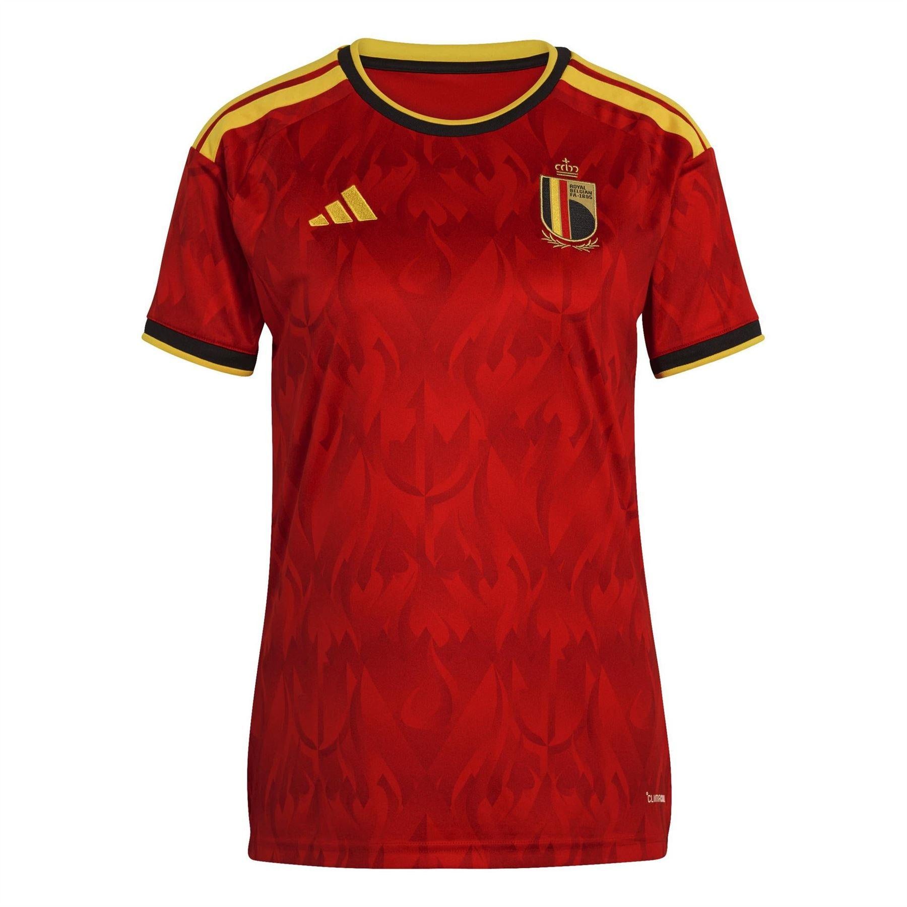 Red-Gold - Front - Adidas Womens-Ladies World Cup Belgium Home Shirt