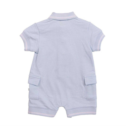 Blue - Back - Mintini Baby Tipped Romper Set