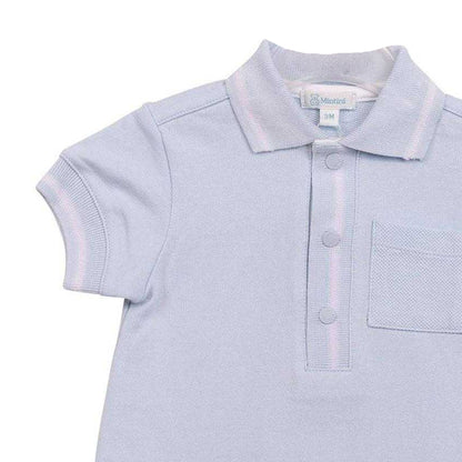 Blue - Side - Mintini Baby Tipped Romper Set